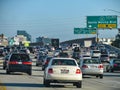 Commuter traffic on I-405, one of Southern CaliforniaÃ¢â¬â¢s busiest freeways Royalty Free Stock Photo